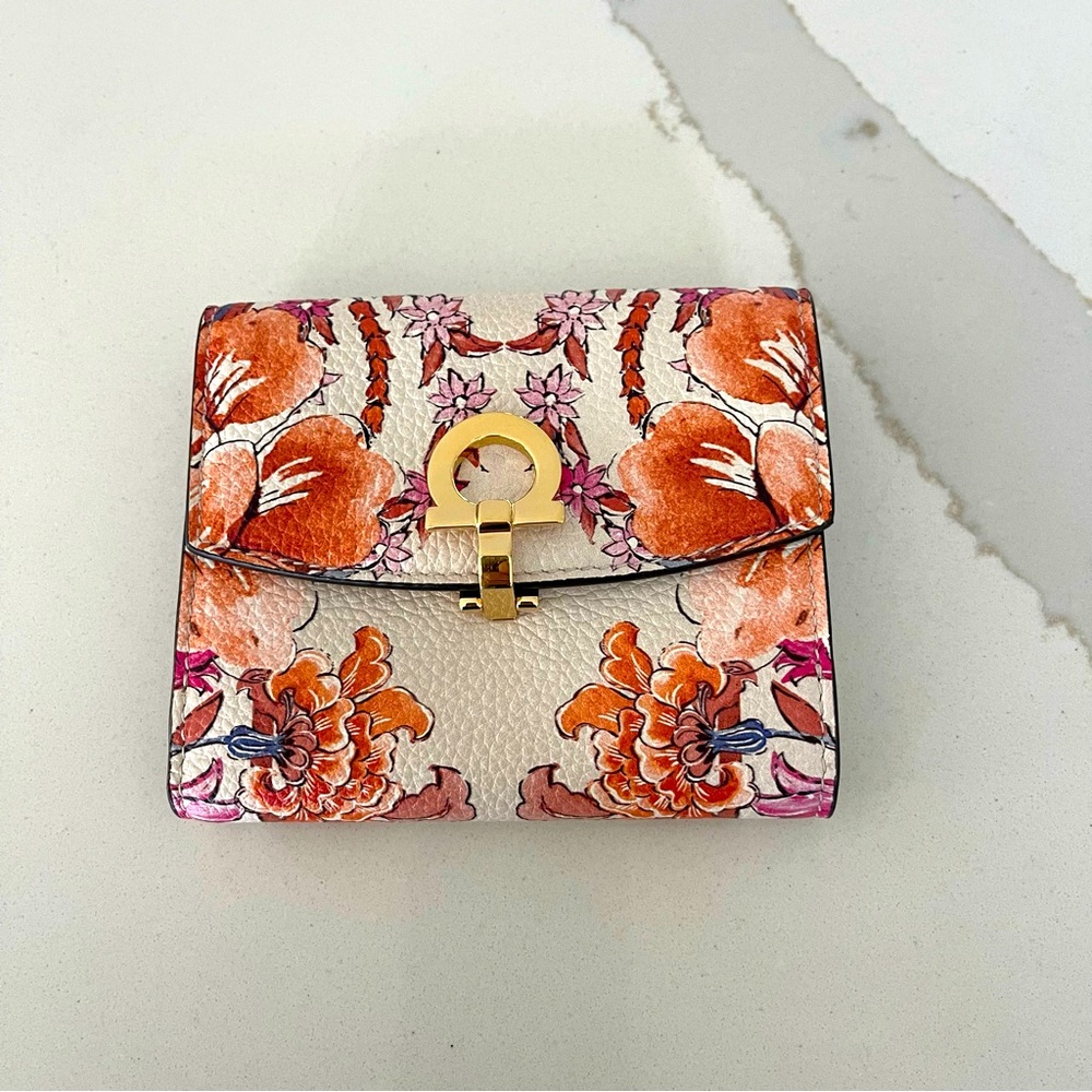 Salvatore Ferragamo Floral Leather Clutch NWT
